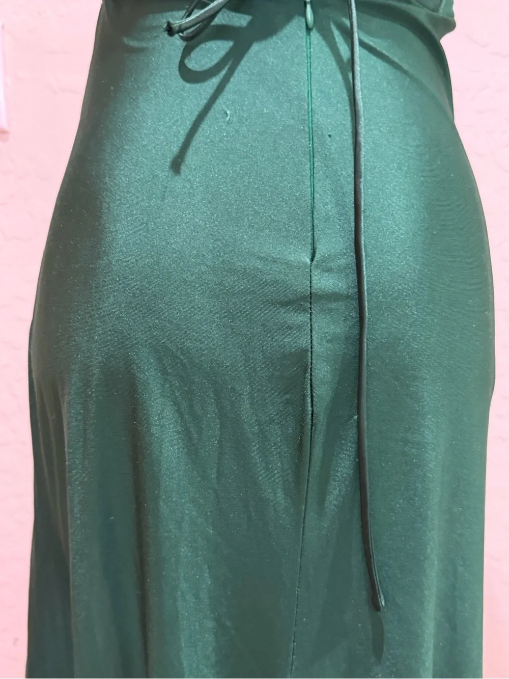 AOSHABABI Emerald Green Halter Corset Maxi Dress Lace Up Back Slit Formal Size S - Picture 3 of 5